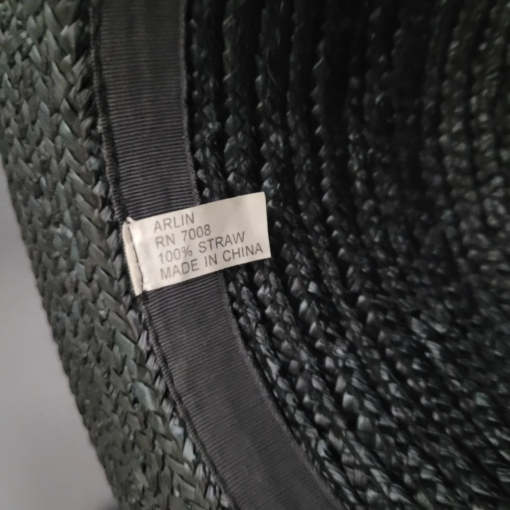 100% black vintage straw hat - Picture 3 of 6